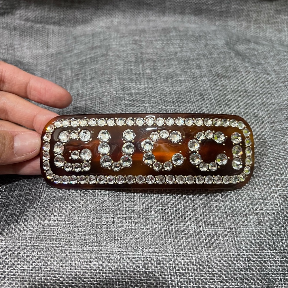 GUCCI Embellished Tortoiseshell Hair Barrette